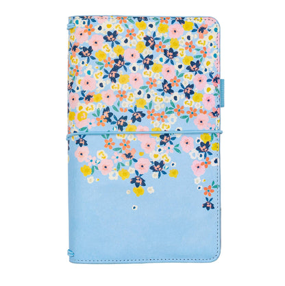 Pukka Pad, Carpe Diem Refillable Traveler’s Notebook Cover – Faux Leather Portfolio with Blank and Lined Notepads – Includes 6 Pockets, Pen Loop, and Elastic Closure – 8.5 x 5.5 Inches, Ditsy Floral