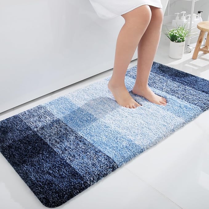 OLANLY Large Bathroom Rugs Mat 40x24, Extra Soft Absorbent Microfiber Bath Rugs, Rubber Backing, Quick Dry, Machine Washable Bath Mats for Bathroom Floor, Tub and Shower, Home Decor Accessories, Navy