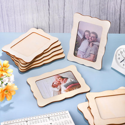Fovths 30 Pieces Wooden Picture Frame Unfinished Wood Photo Frames 4x6 Inch Wavy Edge DIY Picture Frame Set with PVC Cover for Photos Postcard Craft DIY Art Projects, Home Decor