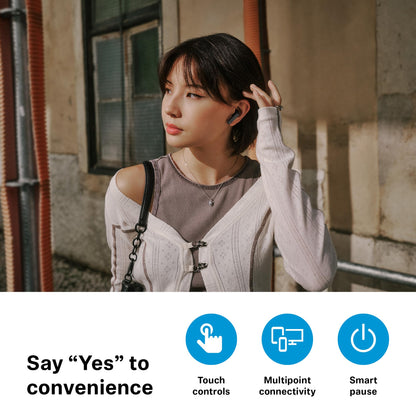 Sennheiser ACCENTUM Open Wireless Earbuds - Open Ear Buds Design, Dynamic Sound & Bluetooth 5.3, IPX4 Splash Protection, 28 Hours Battery Life, USB-C Charging Case, Music, Phone Calls, Travel, Black