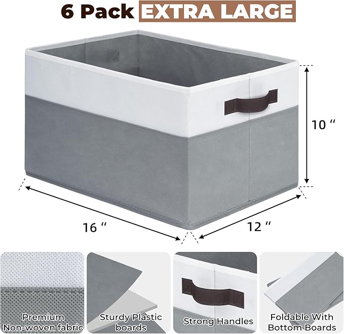 Criusia 6 Pack Clothes Bins for Organization