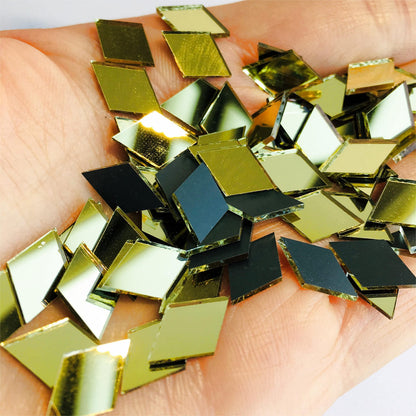 200 Pcs Mini Diamond Shape Mirror Mosaic Tiles for Craft Work, Disco Ball Mirror, Home Decor (Gold)