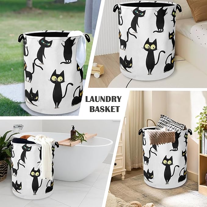Funny Black Cat Laundry Hamper, Dirty Clothes Laundry Basket