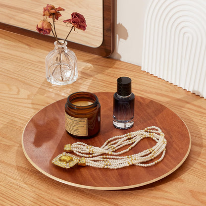 Yangbaga Acacia Wood Serving Tray,Round Decorative Tray for Living Room,Modern Coffee Table Tray,Serving Platters for Home Decor,Ottoman,Bed,Kitchen,Bathroom, Breakfast,Bar