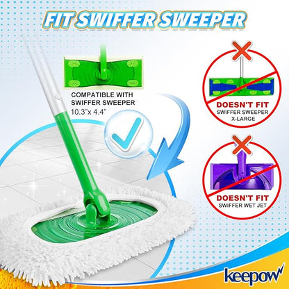 KEEPOW Reusable Microfiber Mop Pads Compatible