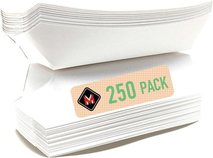 Mr Miracle 7 Inch Paper Hot Dog Tray in White. Pack of 250. Disposable, Recyclable and Fully Biodegradable. Made in USA