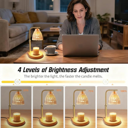 Candle Warmer Lamp with Timer & Dimmer, Height Adjustable Wax Melting Lamp with 2 Bulbs, Safe Flameless Candle Warmer for Home Decorat,Relax Gift for Wife, Mom, or Girlfriend, Congratulations Gifts