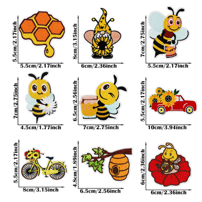 Woohome 18 PCS Patch Embroidered, Honeybee Iron on Applique Sew On Patches Sunflower Embroidered Appliques Sticker Patches for DIY Clothing Jeans Jackets Bags Iron-on Repair Kit