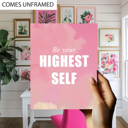 ImpressedCo Motivational Wall Art for Women - 4 Pcs Set Pink Aesthetic 8"x10" Poster Prints - Home Office Desk Inspirational Wall Decor Pictures for Adults Teens & Kids - Positive Mindset Affirmations Quotes Artwork for Bedroom (UNFRAMED)