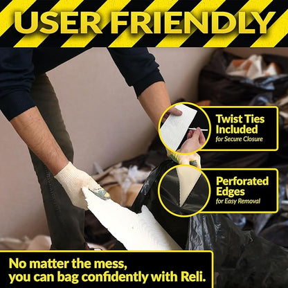 Reli. Contractor Garbage Bags 55 Gallon | 40 Trash Bags | Heavy Duty | Black
