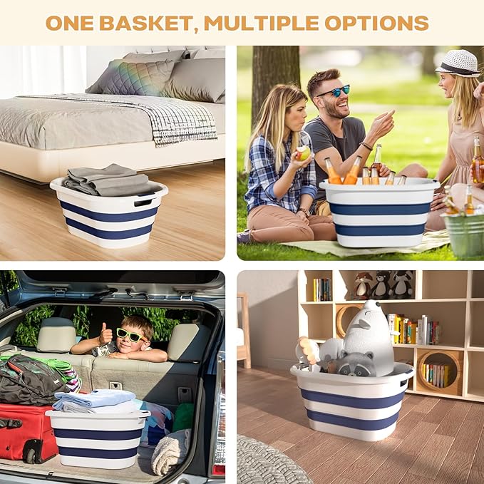 43L Collapsible Laundry Baskets plastic, Pop Up Laundry hamper/Storage Container
