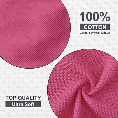 Kitinjoy 100% Cotton Kitchen Dish Cloths, 8 Pack Waffle Weave Ultra Soft