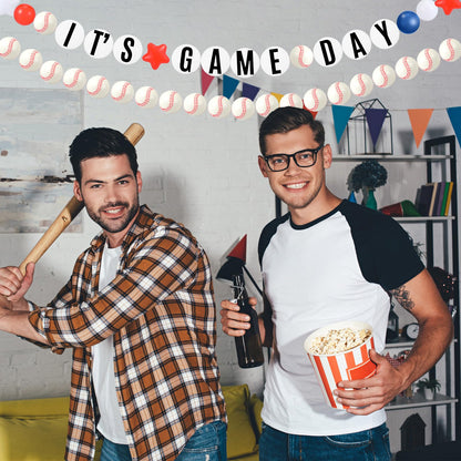 Simgoing 98 Pcs Baseball Birthday Banner Decor DIY Jumbo Friendship Bracelet Birthday Banner Kit Customizable Party Giant Garland Decoration for Baseball Sports Theme Party Decorations