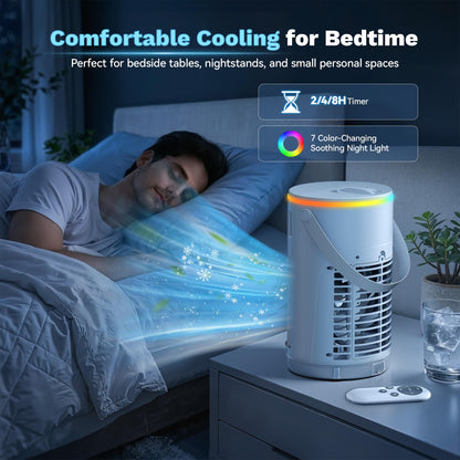 Portable Air Conditioners Desktop AC Unit with Water Ice Cooling Mist, Personal Evaporative Air Cooler Fan Mini Swamp Cooler for Bedroom, Nightstand, Office, Dorm, RV (White)
