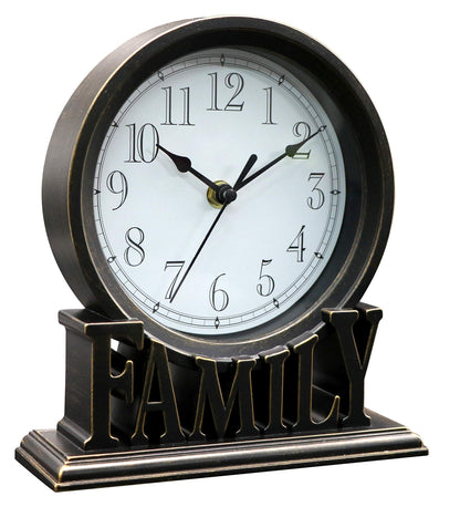 clumsy pets 6.5 Inches Table Clock, Vintage Non-Ticking Family Mantel Desk Clock Battery Operated with Quartz Movement HD Glass for Kids Bedroom Living Room Office (Antique Black)