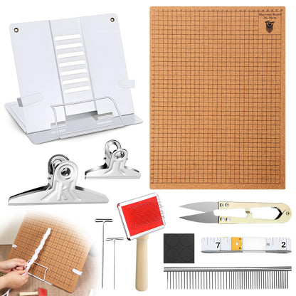 SHENLIU 108 Pcs Macrame Kit 12×16 Inch Macrame Board and Pins, Double Sided Grids Handmade Braiding Making Board, Metal Adjustable Holder, Brush Scissor Ruler for Bracelet Creating, Knotting Creations