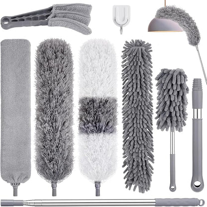 9PCS Dusters for Cleaning, Extendable Microfiber Duster