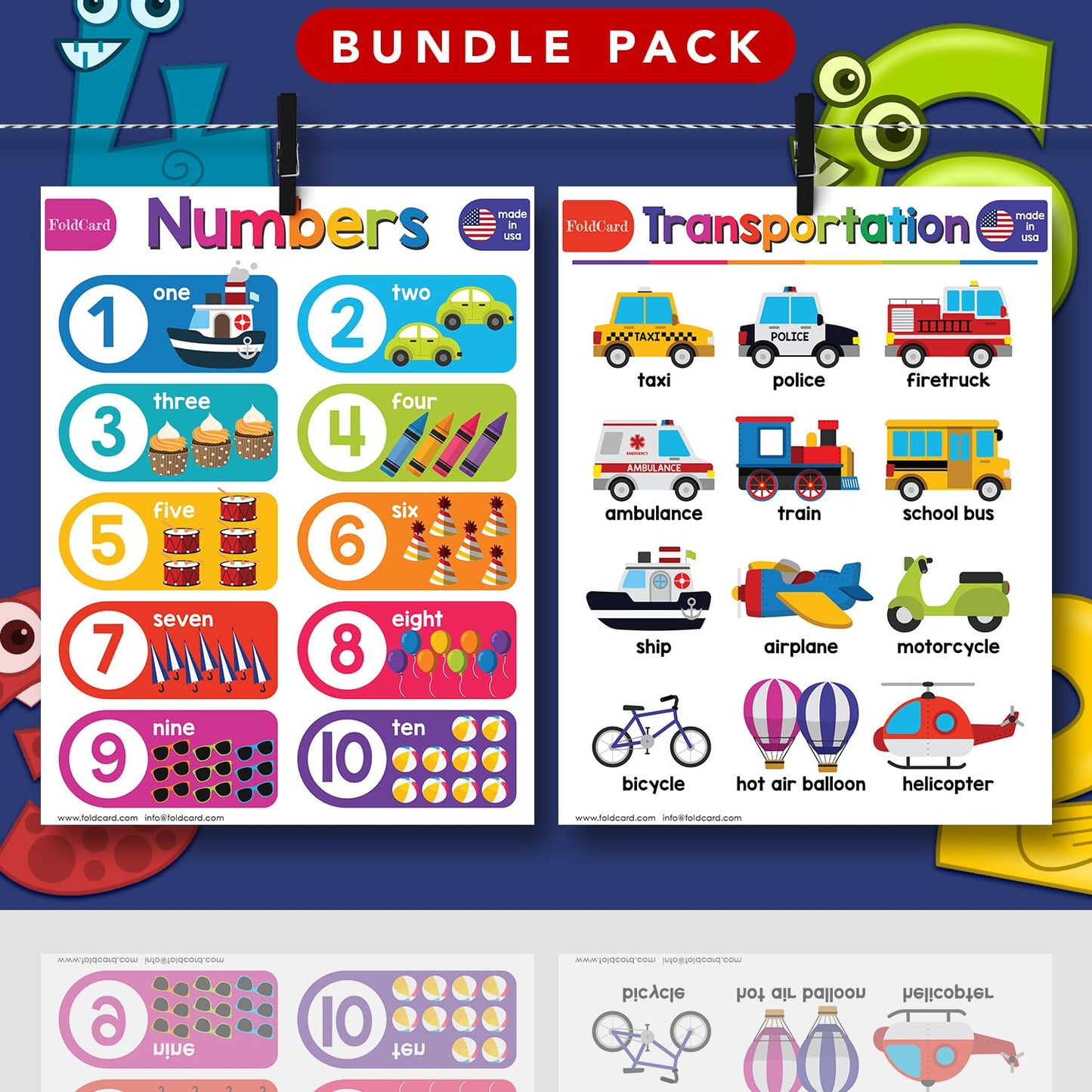Beginner Bundle – 7 Educational Posters – Classroom and Homeschool Learning Chart Decorations and School Supplies Materials, Preschool to Grade 3 | Printed on Durable and Glossy Cardstock | 8.5" x 11"