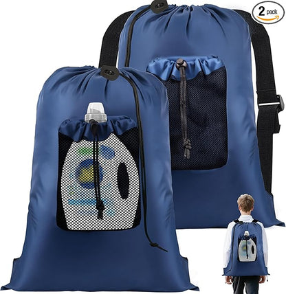 2-Pack Backpack Laundry Bags, Heavy Duty Laundry Bag Backpacks