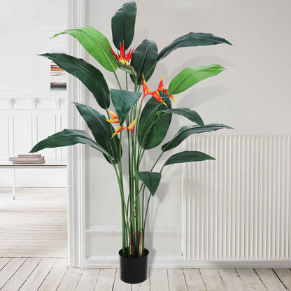 Realistic Artificial Bird of Paradise Plant Palm Tree, 7FT 6FT Tall Fake Tree with Lifelike Faux Leaves, 14 20 Trunks, Silk Indoor Outdoor Greenery, Easy Assembly Home Office Decor, 2 Pack