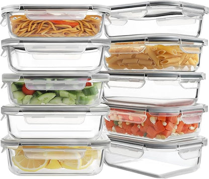 HOMBERKING 10 Pack 22oz Glass Meal Prep Containers, Food Storage Containers