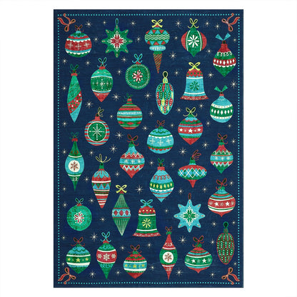 COZYLOOM Washable Christmas Rug 5x7 Holiday Decorative Floor Mats, Non-Slip Non-Shedding Christmas Carpet, Easy Cleaning Low Pile Indoor Rug for Living Room, Bedroom, Nursery, Blue