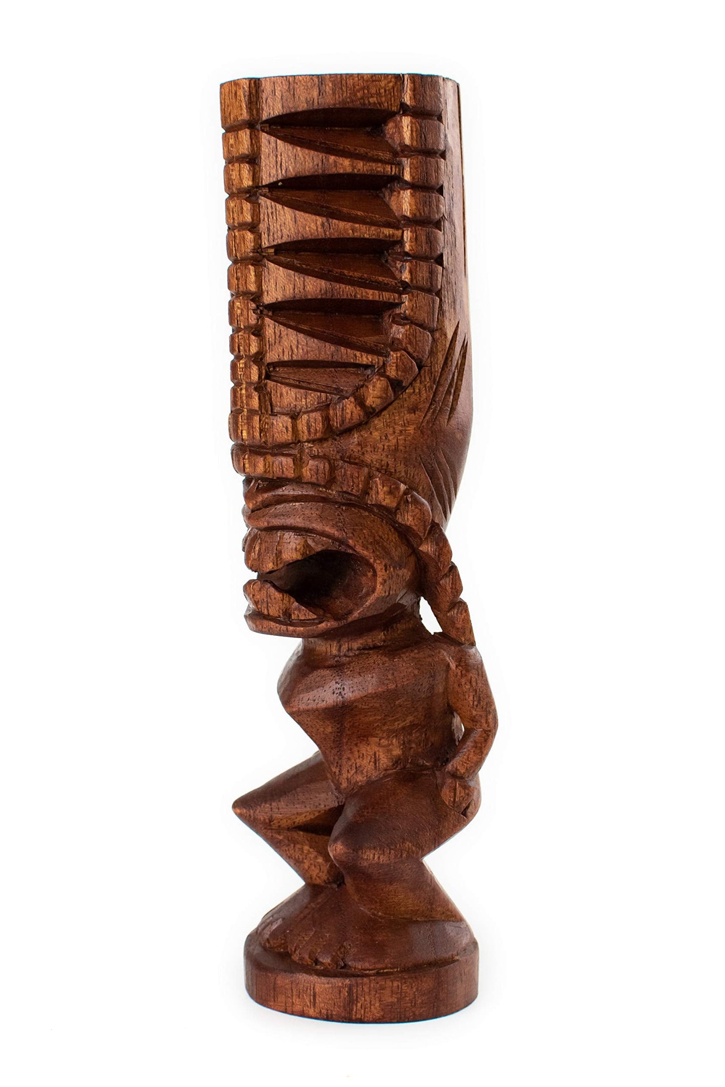 G6 Collection Handmade Wooden Primitive Angry Face Tribal Statue Sculpture Tiki Bar Handcrafted Unique Gift Art Decorative Home Decor Accent Figurine Decoration Artwork Hand Carved (Big Forehead)