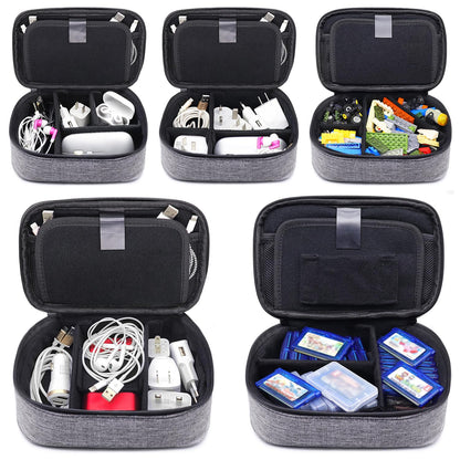sisma Travel Electronics Organizer Small Carrying Case for Cables Phone Chargers USB Plugs Power Cords Earbuds Adapter Tech Accessories Pouch -Grey
