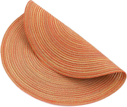 SHACOS Round Placemats Set of 4 Woven Braided Place Mats Table Placemats 15 inch Circle Place Mats Easy to Clean Table Mats Indoor Outdoor, Fall Color Mix