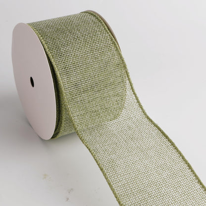 Meseey 2.5 Inch Green Burlap Wired Ribbon Set, 2 Rolls Total 10 Yards Solid Sage Green & Green White Buffalo Check Wired Edge Ribbons for Gift Wrapping, Wreaths, Crafts, Farmhouse Home Decorations