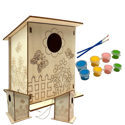 Oojami 12 Pack Birdhouse Kits for Kids – DIY Wooden Bird Houses to Build & Paint, Complete Craft Set with Paints & Brushes, Group Activity for Parties, Classroom, Birthday Gifts