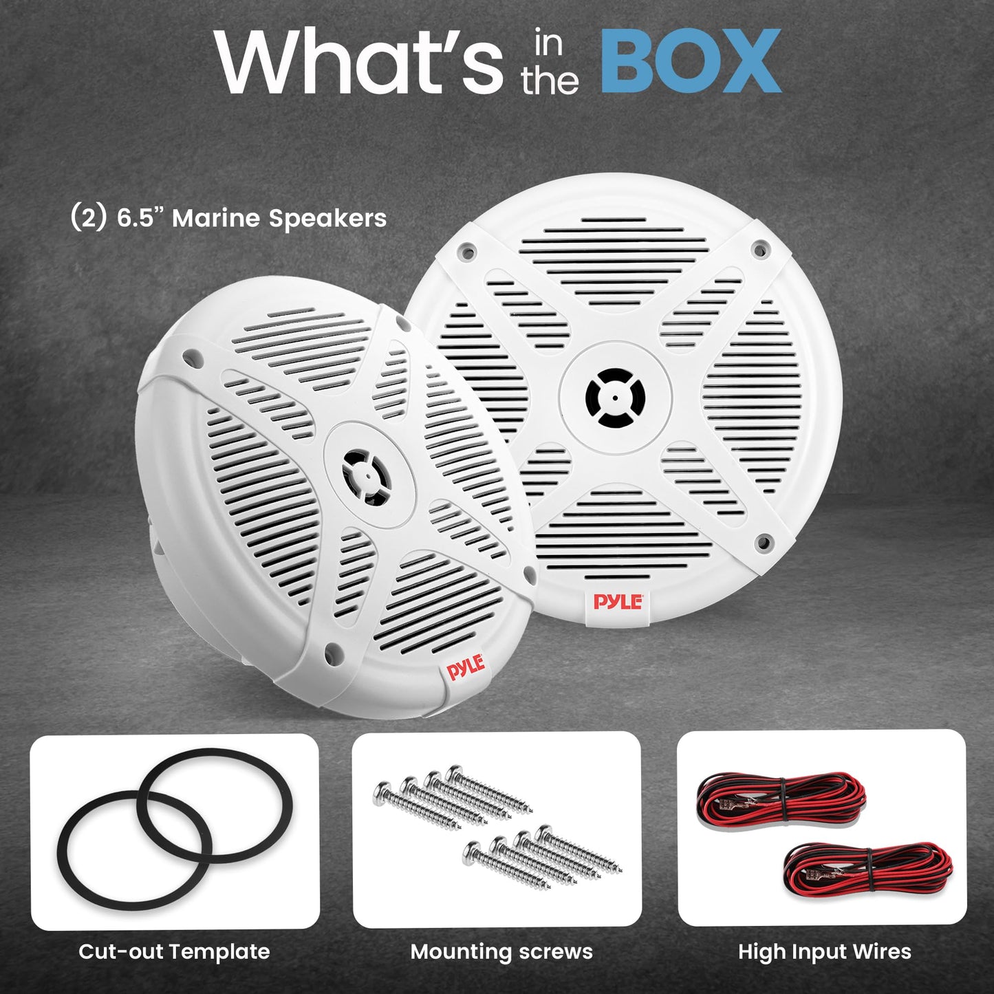 Pyle 6.5 Inch Marine Speakers (Pair) - 2-way IP-X4 Waterproof and Weather Resistant Outdoor Audio Dual Stereo Sound System with 600 Watt Power and Low Profile Design - Pyle PLMR652W (White)
