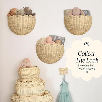 BEBE BASK Scalloped Wicker Wall Basket