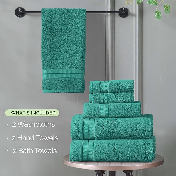 Elegant Comfort Luxury 6-Piece Towel Set, Premium Soft 100% Turkish Cotton