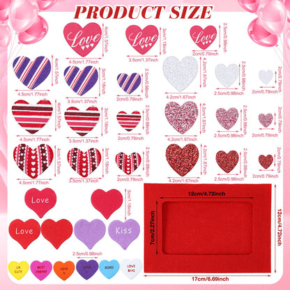 Ferraycle 232 Pieces Valentines DIY Picture Frames Craft Kit 32 Pcs Photo Frames with 200 Pcs Heart Shaped Foam Stickers for Valentine‘s Day, Craft Art, Home Decor(Rectangular Shape)