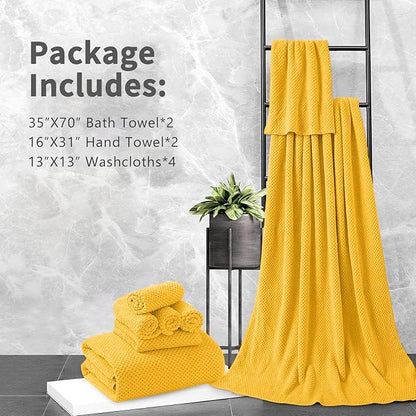 8 Piece Bathroom Towel Set |2 Oversized Bath Towels, 2 Hand Towels, 4