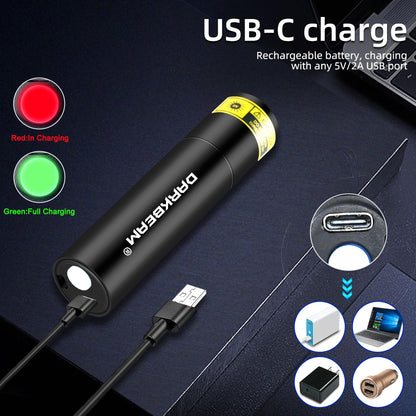 DARKBEAM UV Flashlight 365nm Black Light, Mini & Powerful Woods Lamp USB -C LED Rechargeable, Blacklight Flashlights Portable Pet Cat Urine Detector - Rock, Fluorescent Detection, Resin Curing