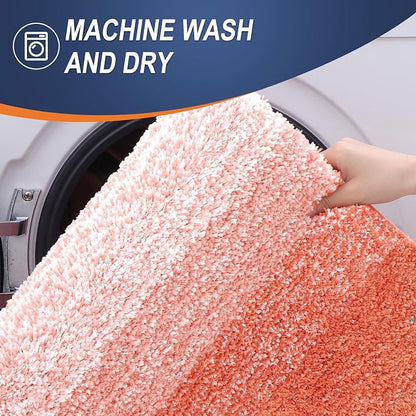 OLANLY Bathroom Runner Rugs Mat 47x17, Extra Soft Absorbent Microfiber Bath Rugs, Rubber Backing, Quick Dry, Washable Long Bath Mats for Bathroom Floor, Tub and Shower, Home Decor Accessories, Coral