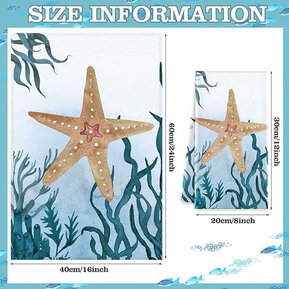 Boyiee Set of 6 Beach Kitchen Towels Sea Ocean Animal Nautical Tea Towels 24 x