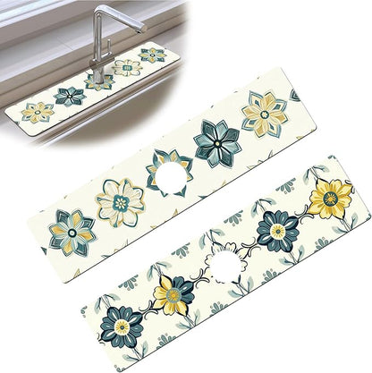 Bimkole 2 PCS Faucet Absorbent Mat, Kitchen Faucet Sink Splash Guard Wraparound