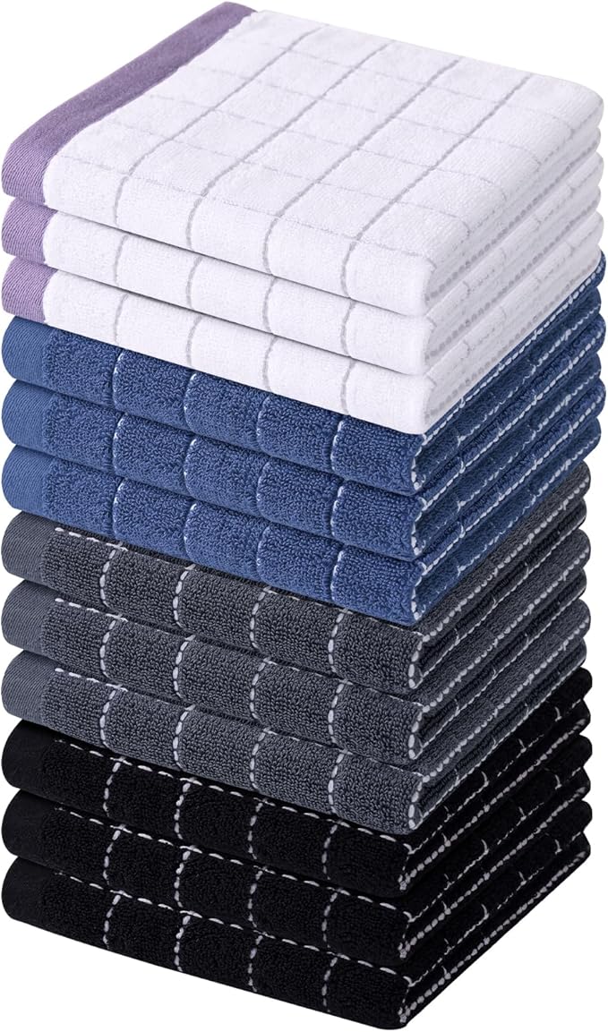 Homaxy 100% Cotton Terry Kitchen Dish Cloths, Ultra Soft and Absorbent Dish
