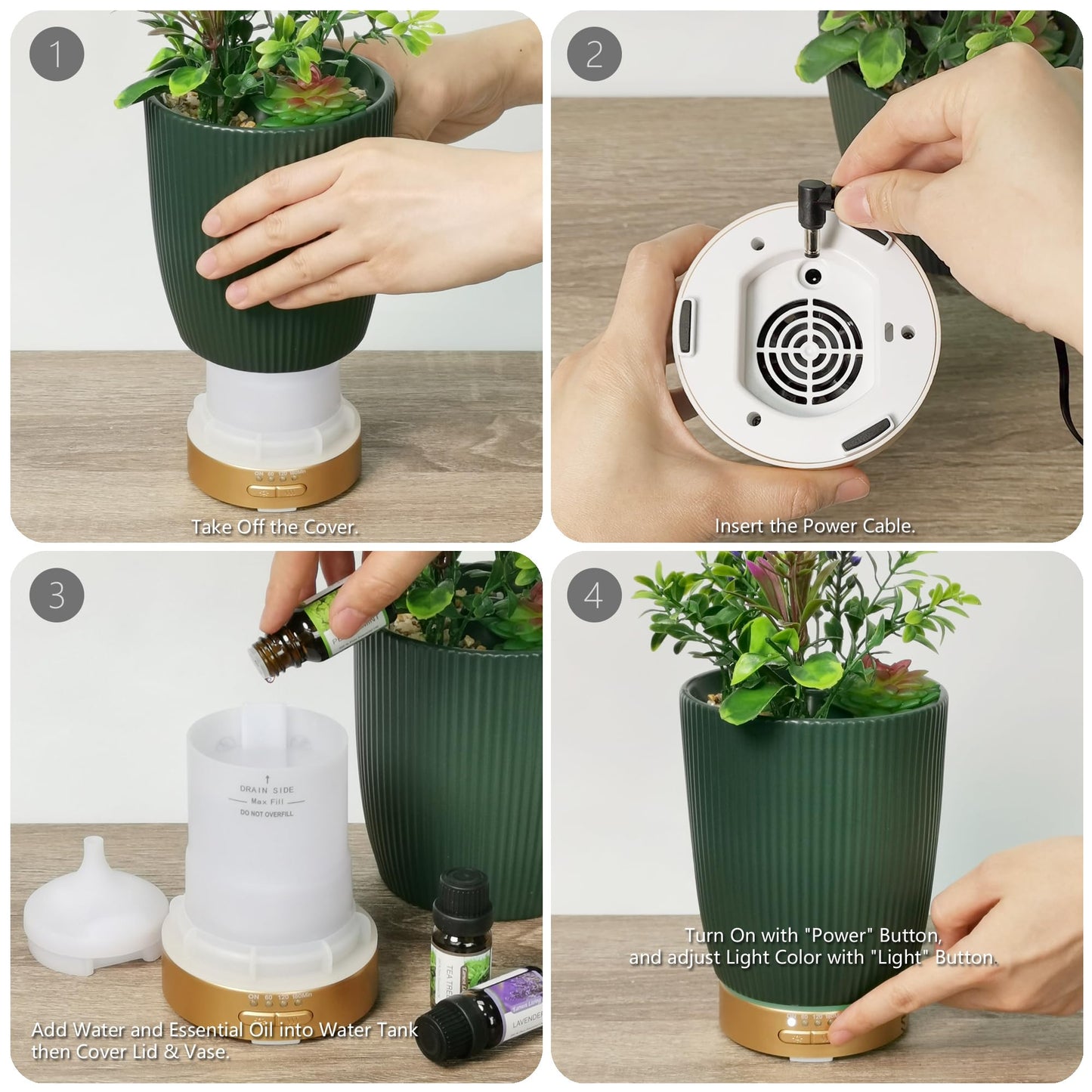 Earnest Living Essential Oil Diffuser White Ceramic Diffuser 100 ml Timers Night Lights and Auto Off Function Home Office Humidifier Aromatherapy Diffusers for Essential Oils