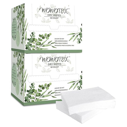 Disposable Face Towel Biodegradable Large Dry Face Wipes 120 Count/2 Box Extra