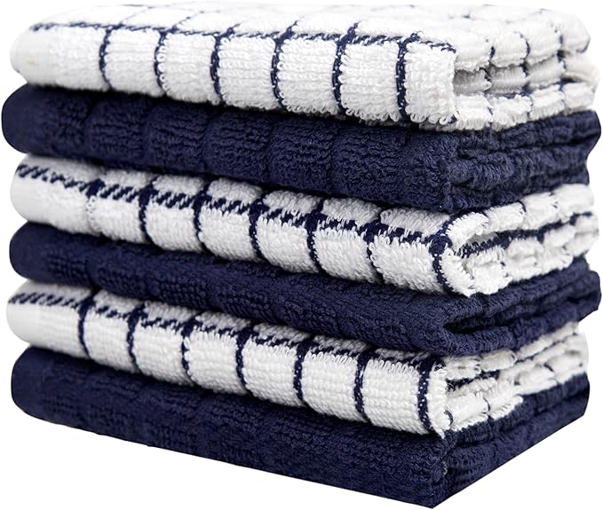 Bumble Premium Cotton Dish Cloths 12" x 12"| Navy Design | 405 GSM | Highly