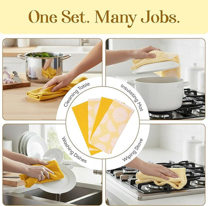 MosJos Kitchen Towels Set of 4 Premium Hand Towels 18 x 28 Inch Large Tea Towels
