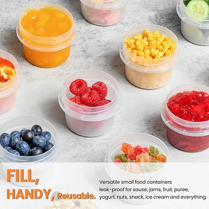 TUZAZO 12 Pack - 4 Oz Food Storage Containers with Screw Lids, Airtight Plastic Small Freezer Storage Container for Ice Cream, Overnight Oats, Snack, Soup, Portion and Meal Prep Container