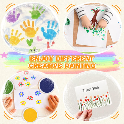 Nliyeisu 7 Inch Ink Pad Pads for Kids Washable, Large Stamp Pad with 8 Vibrant Colors, Non-Toxic Finger Paint & Stamp Pads Set for Arts and Crafts, Perfect for Children's DIY Projects, Home School Use