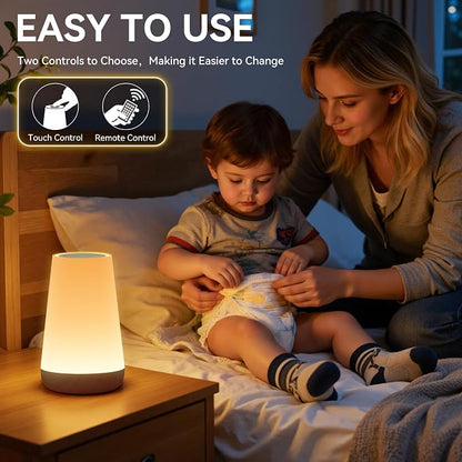 Auxmir Rechargeable LED Night Light, Touch & Remote Control Bedside Lamp with 13 Colors, 5 Brightness Levels, Portable Table Lamp for Kids Baby Nursery, Bedroom, Bathroom, Camping, Dark Brown