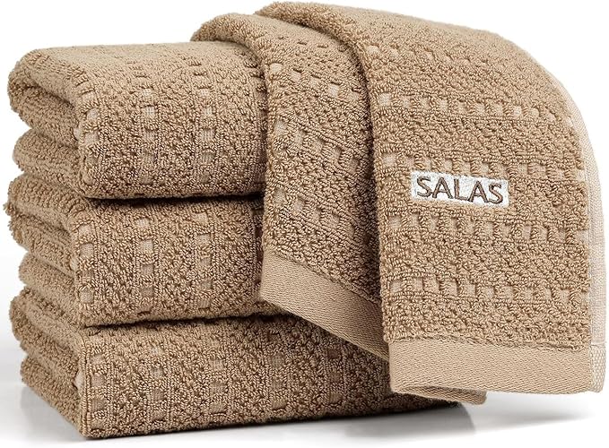 SALAS Kitchen Dish Towels, Bulk Cotton Kitchen Hand Towels, 390 GMS Plaid Dish
