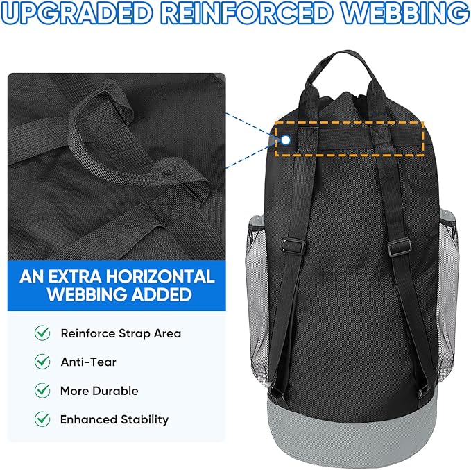 BALEINE 150L Laundry Bag Backpack, 900D Oxford Fabric Large Travel Laundry Bags